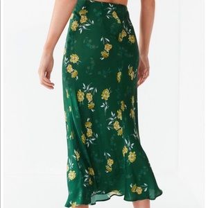 Green Silk Midi Skirt